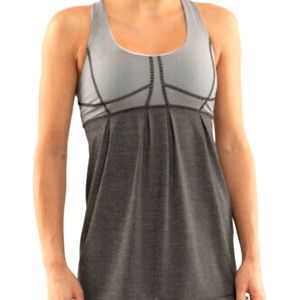 Lululemon Athletica Gray Black White Stripe Sleeveless Top Run Your Heart Out 4